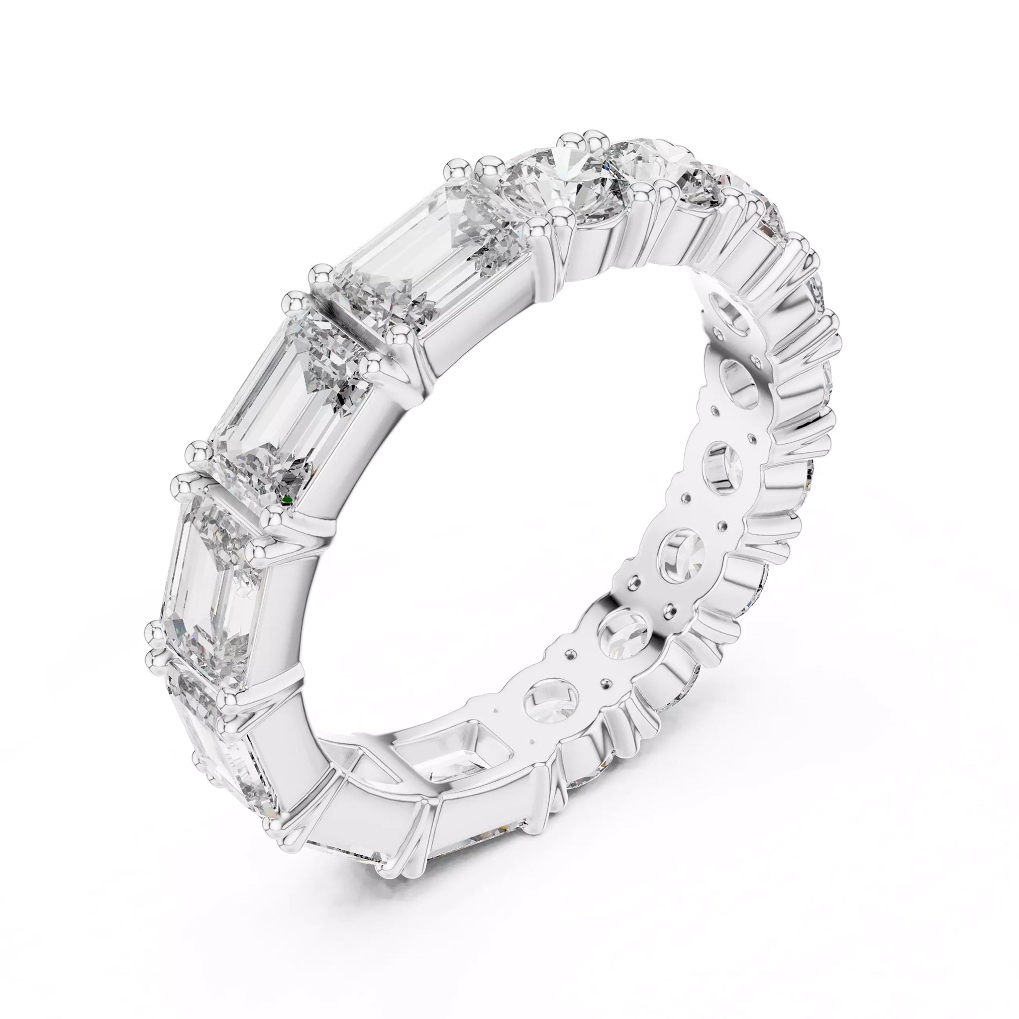 Round and Emerald Eternity Ring
