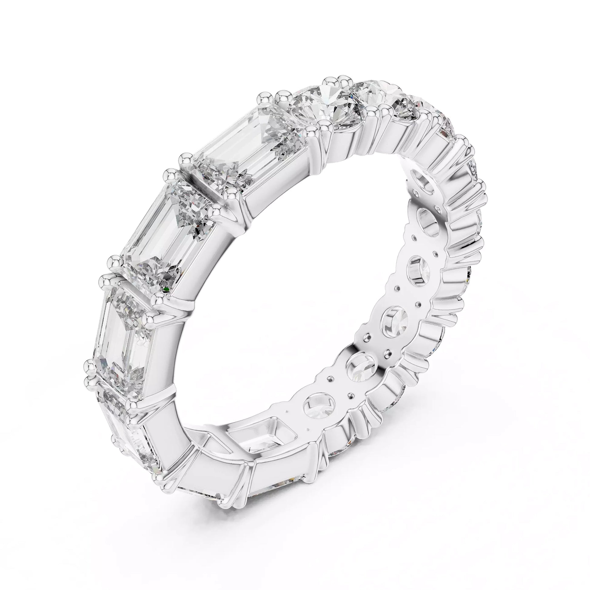 Round and Emerald Eternity Ring