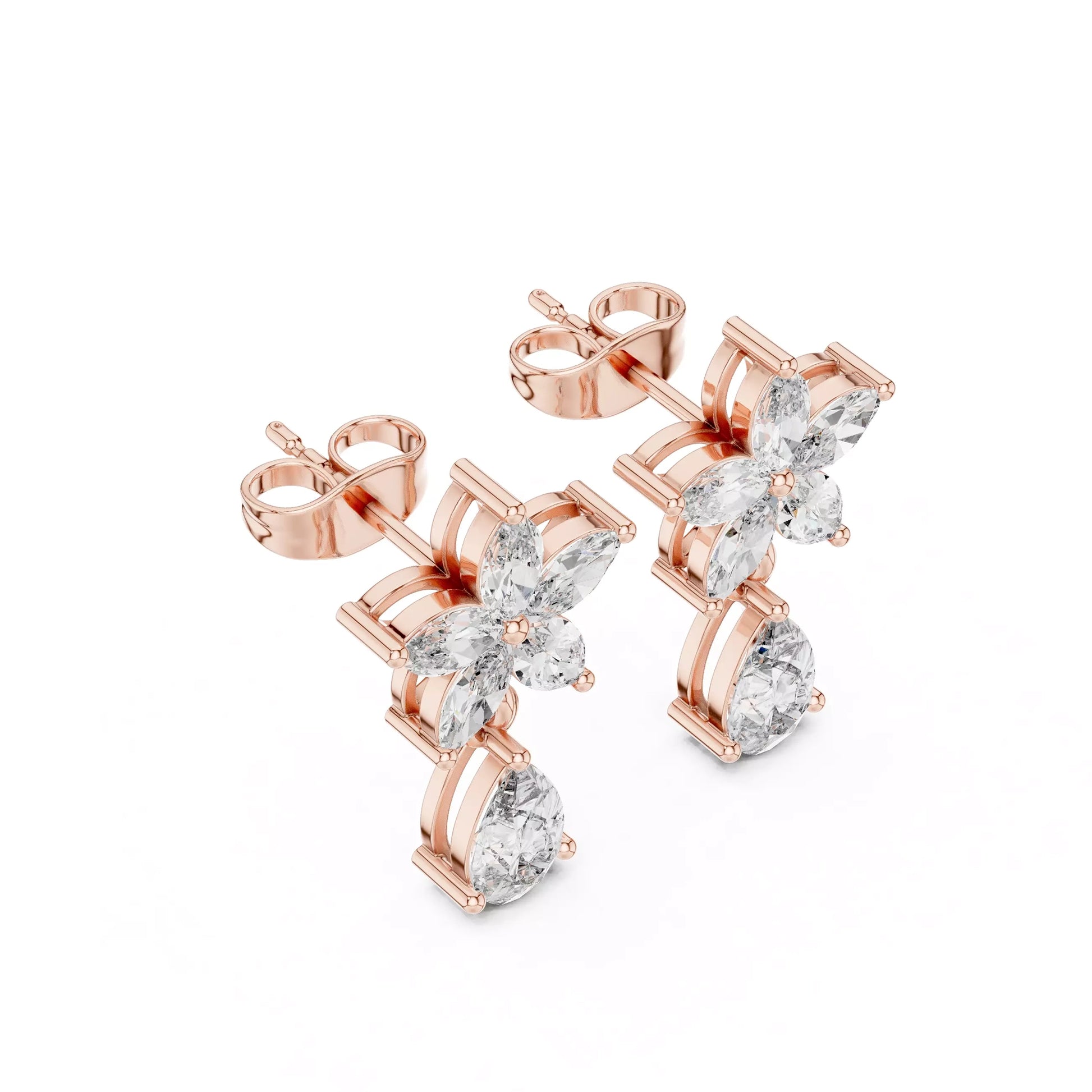 Floral Pear Drop Earrings