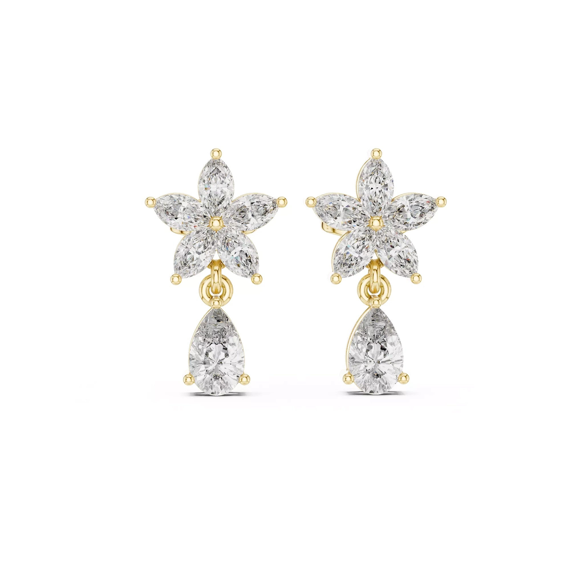 Floral Pear Drop Earrings