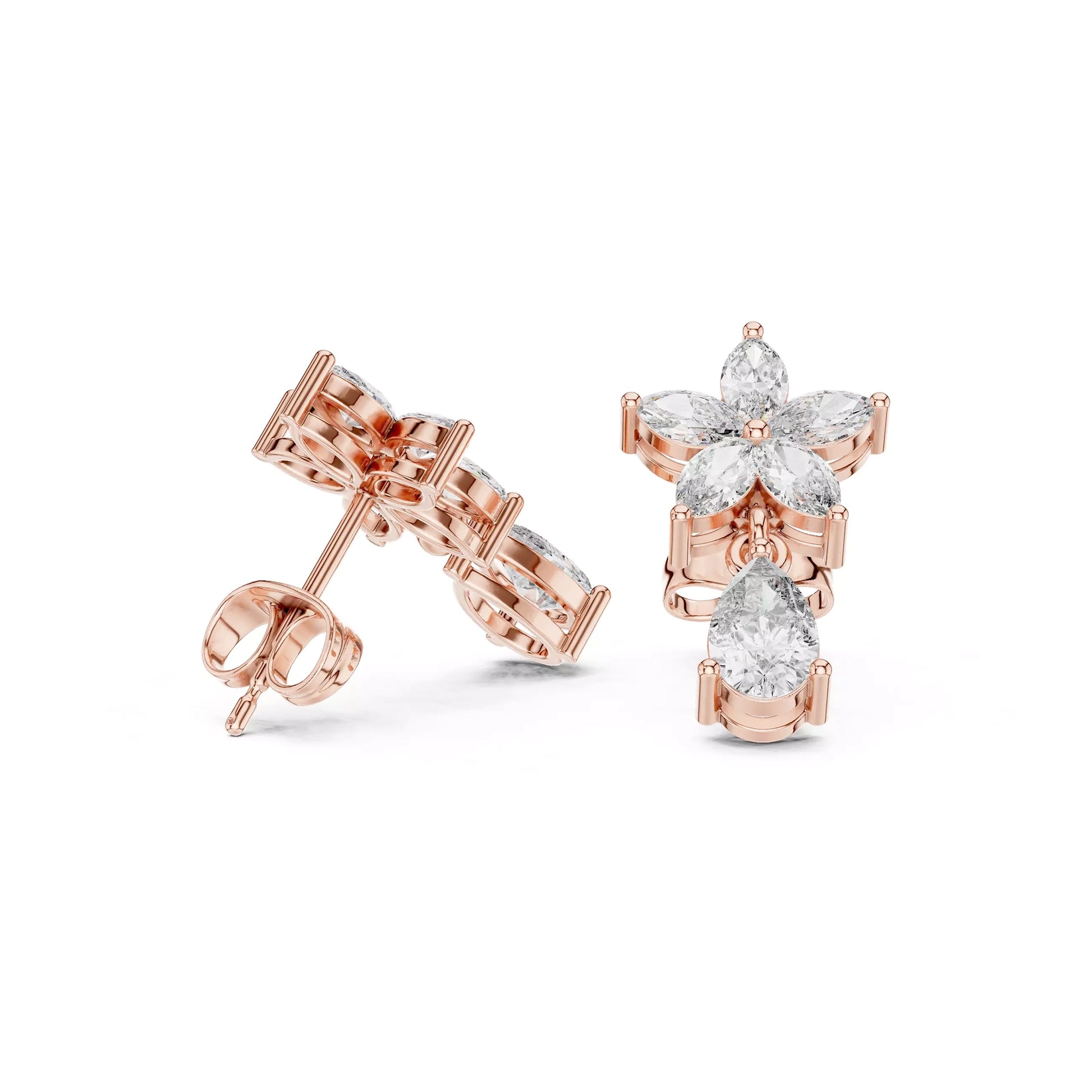 Floral Pear Drop Earrings