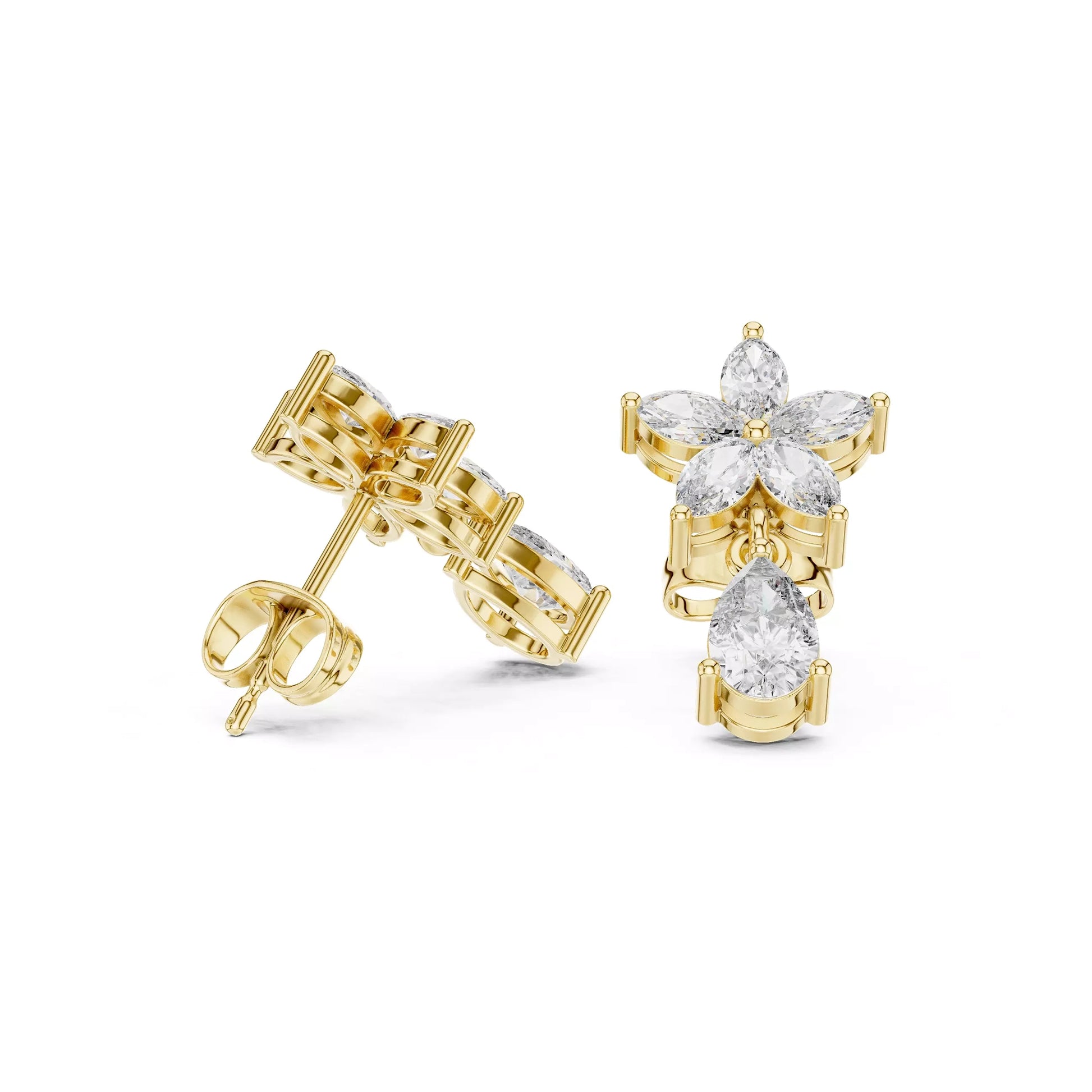 Floral Pear Drop Earrings