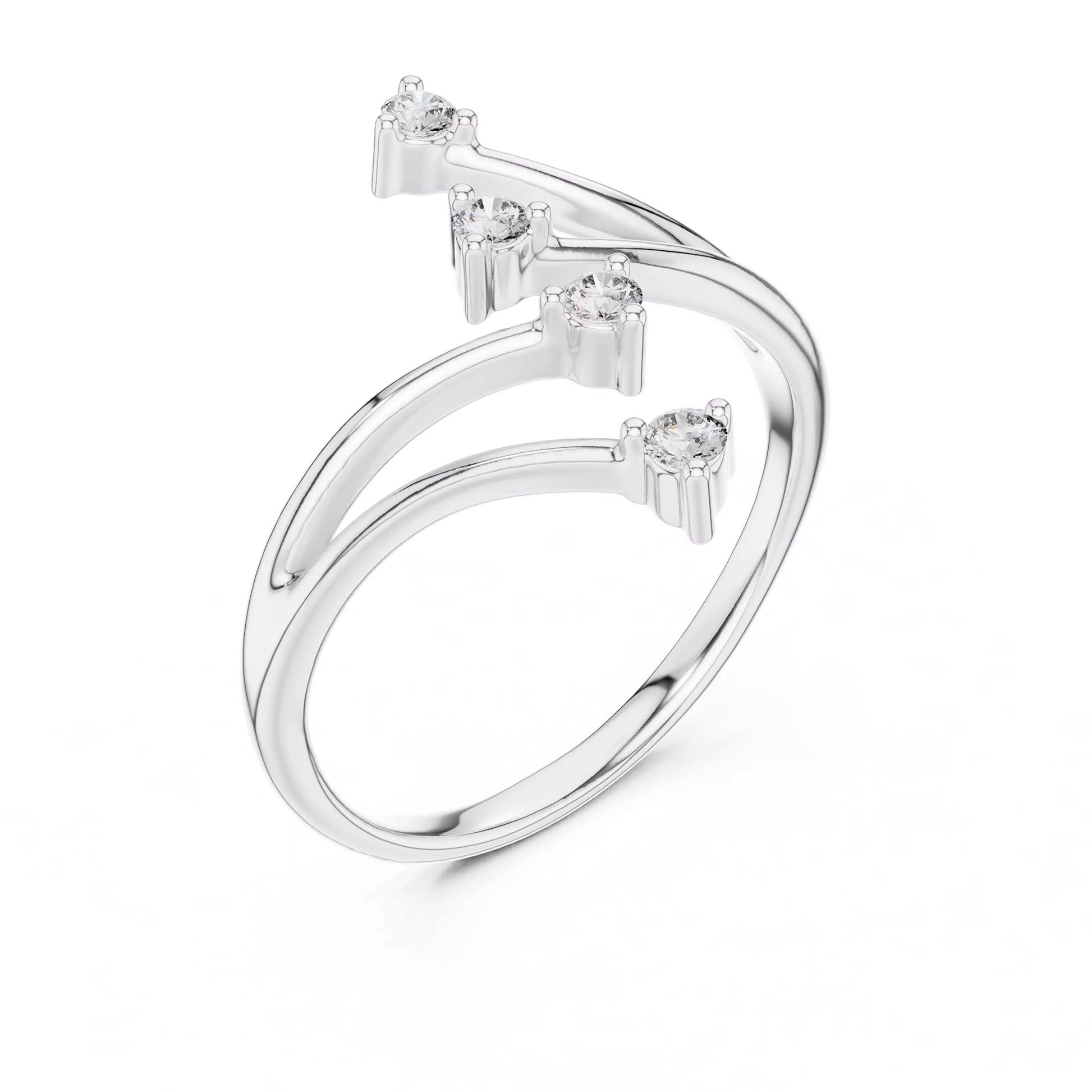 Pinky Multi Stone Round Open Ring