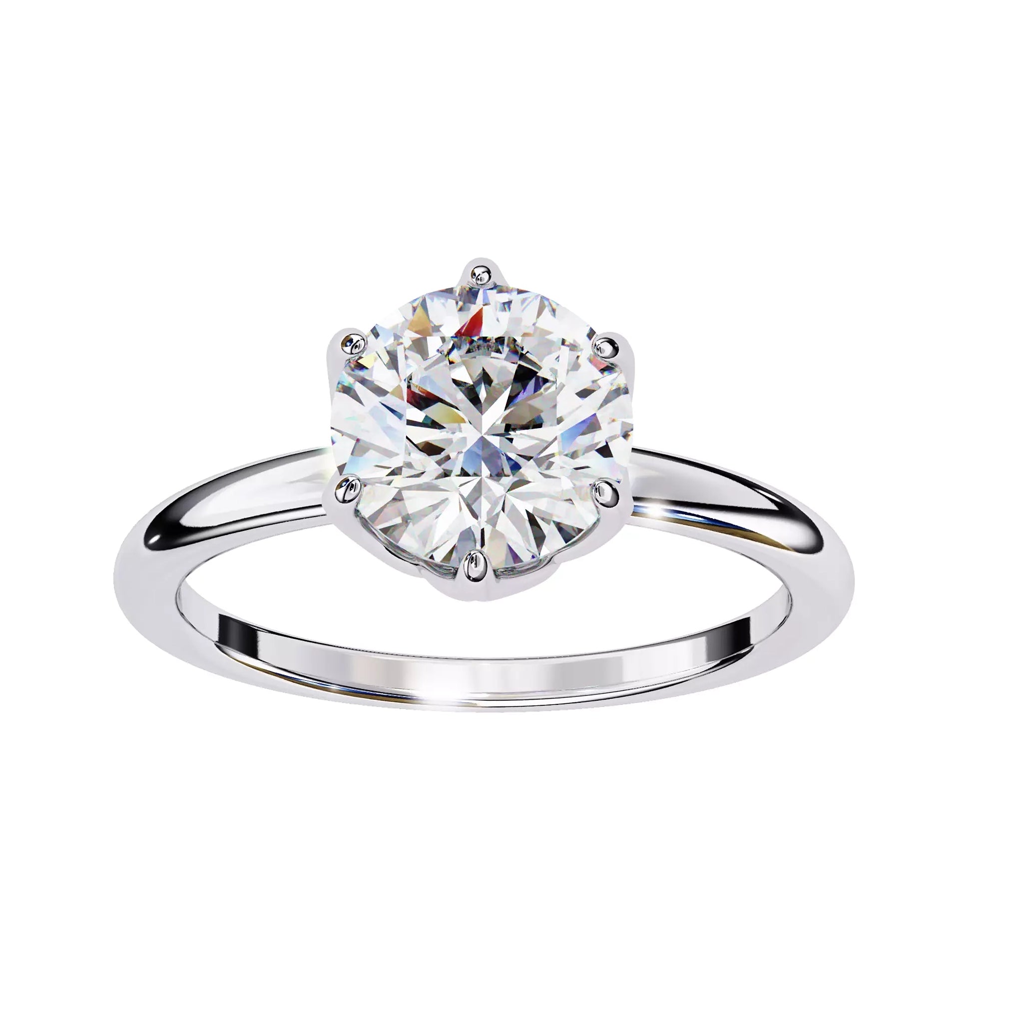 Round Solitaire Cathedral Ring