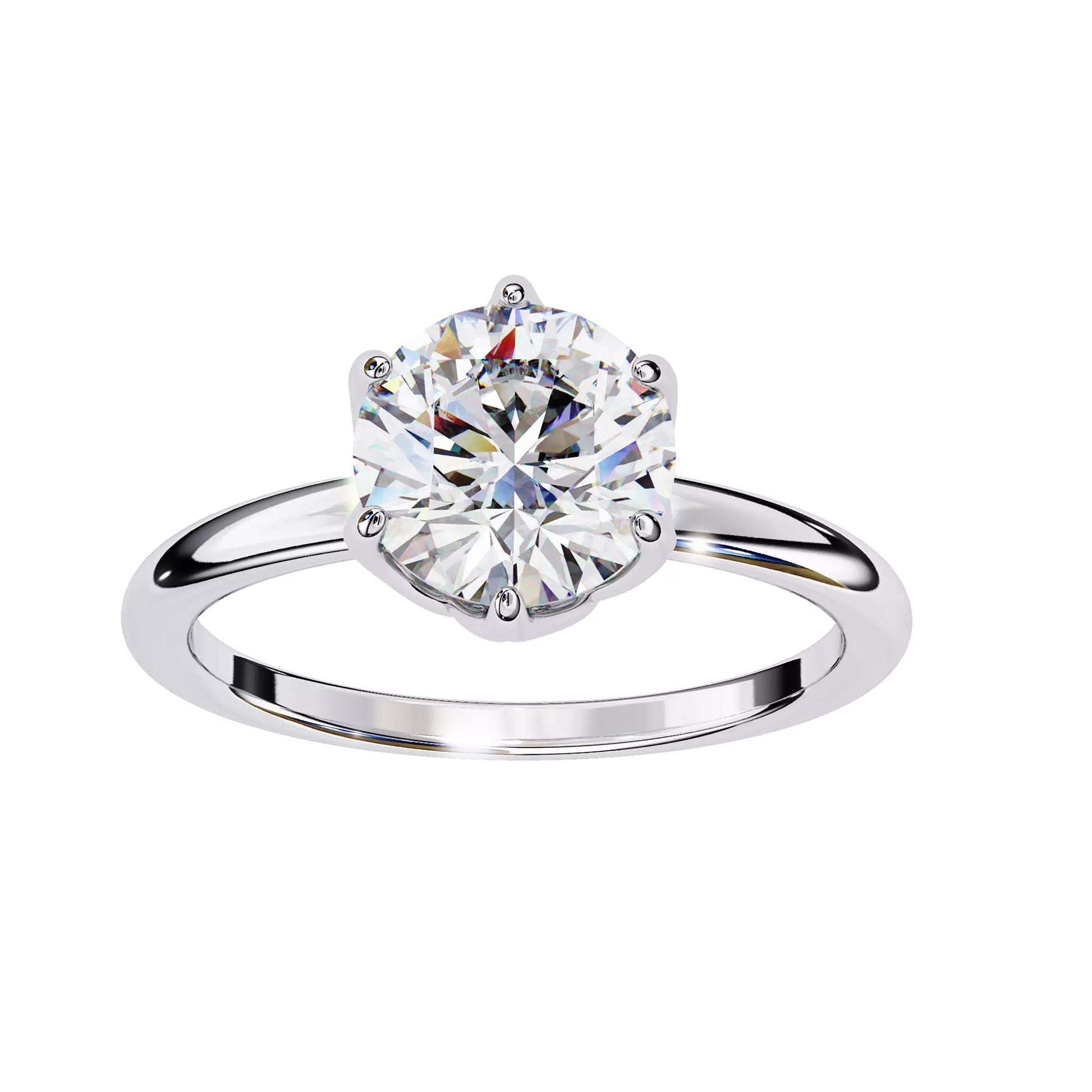 Round Solitaire Cathedral Ring