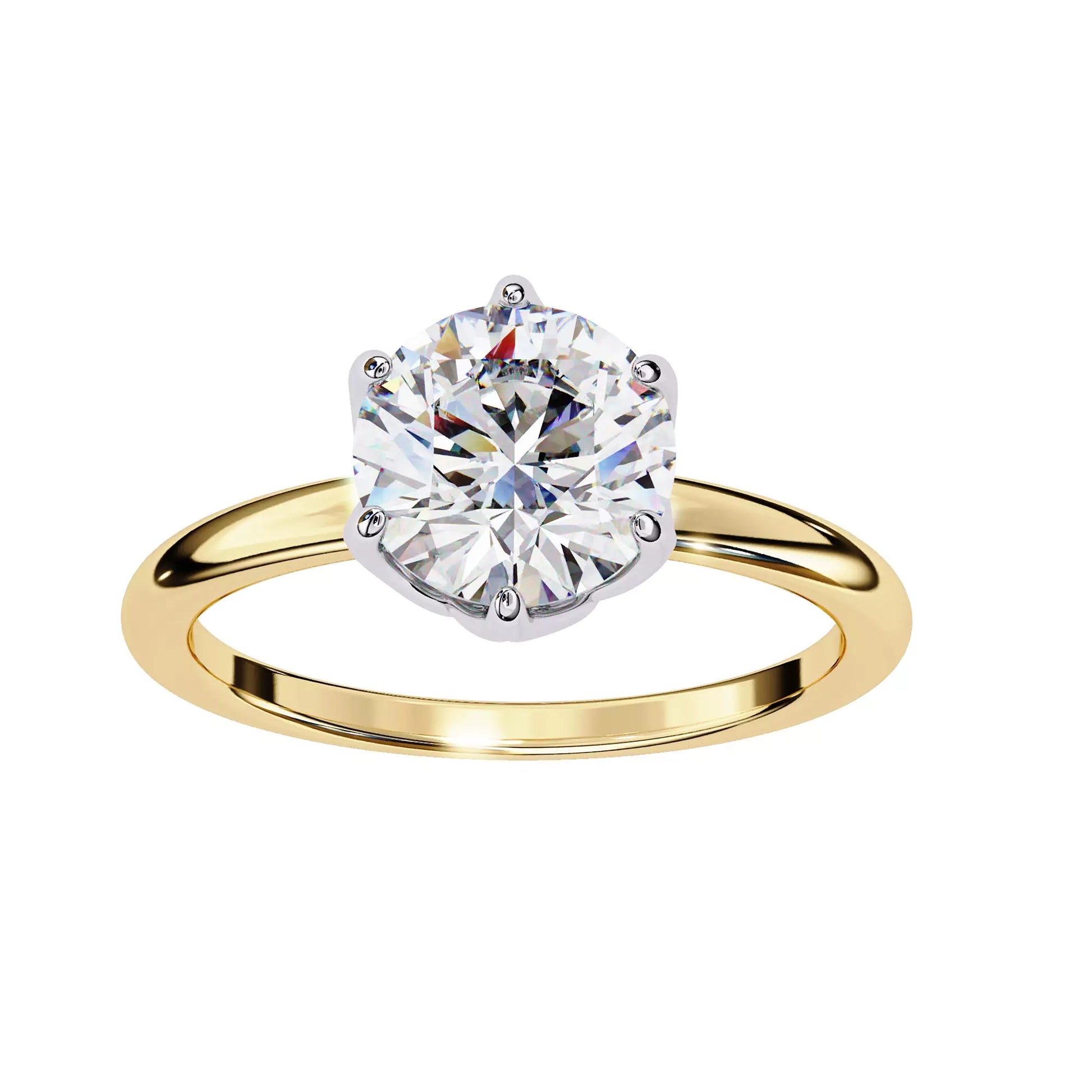 Round Solitaire Cathedral Ring