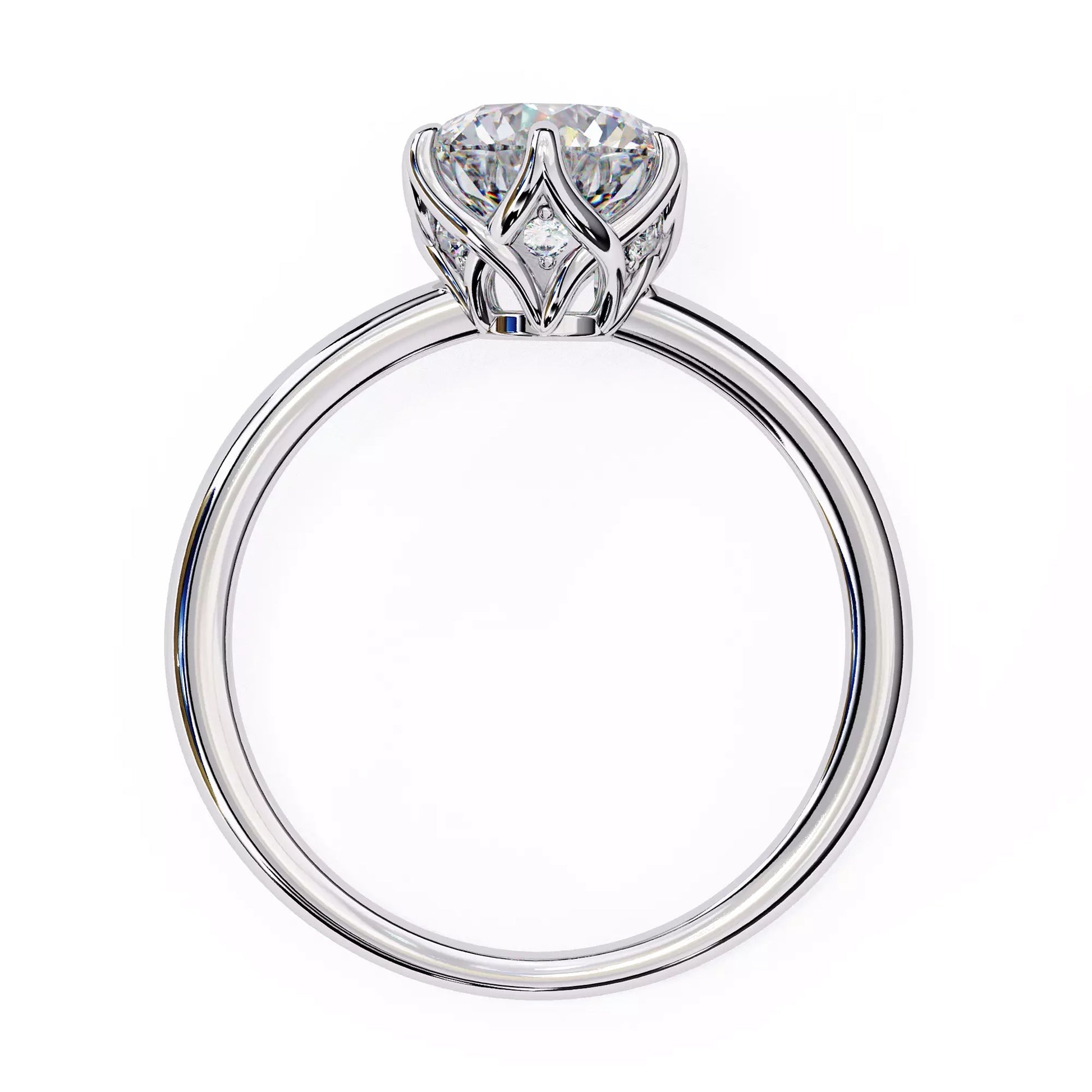 Round Solitaire Cathedral Ring