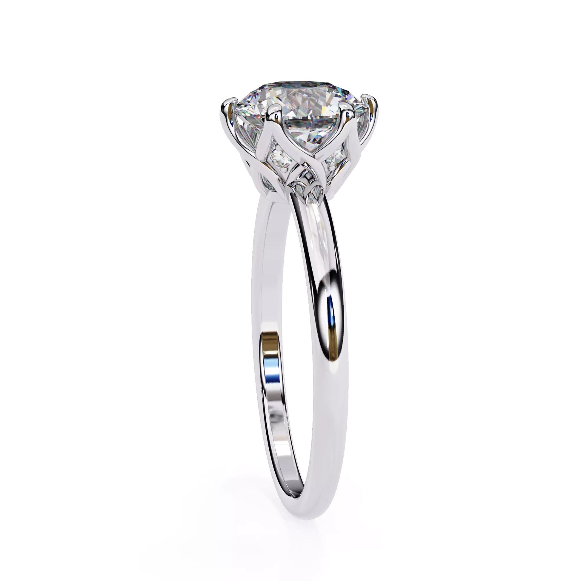 Round Solitaire Cathedral Ring
