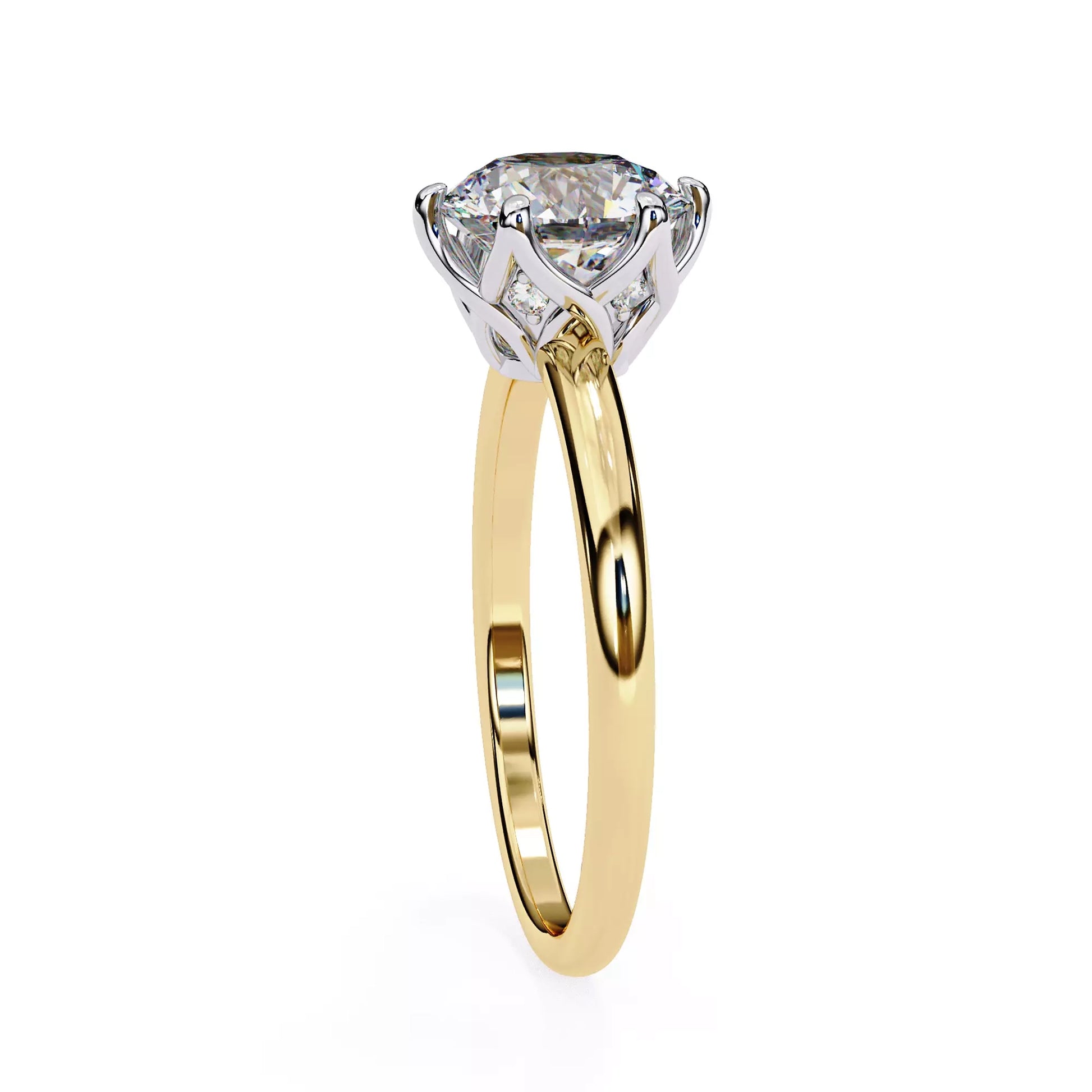 Round Solitaire Cathedral Ring