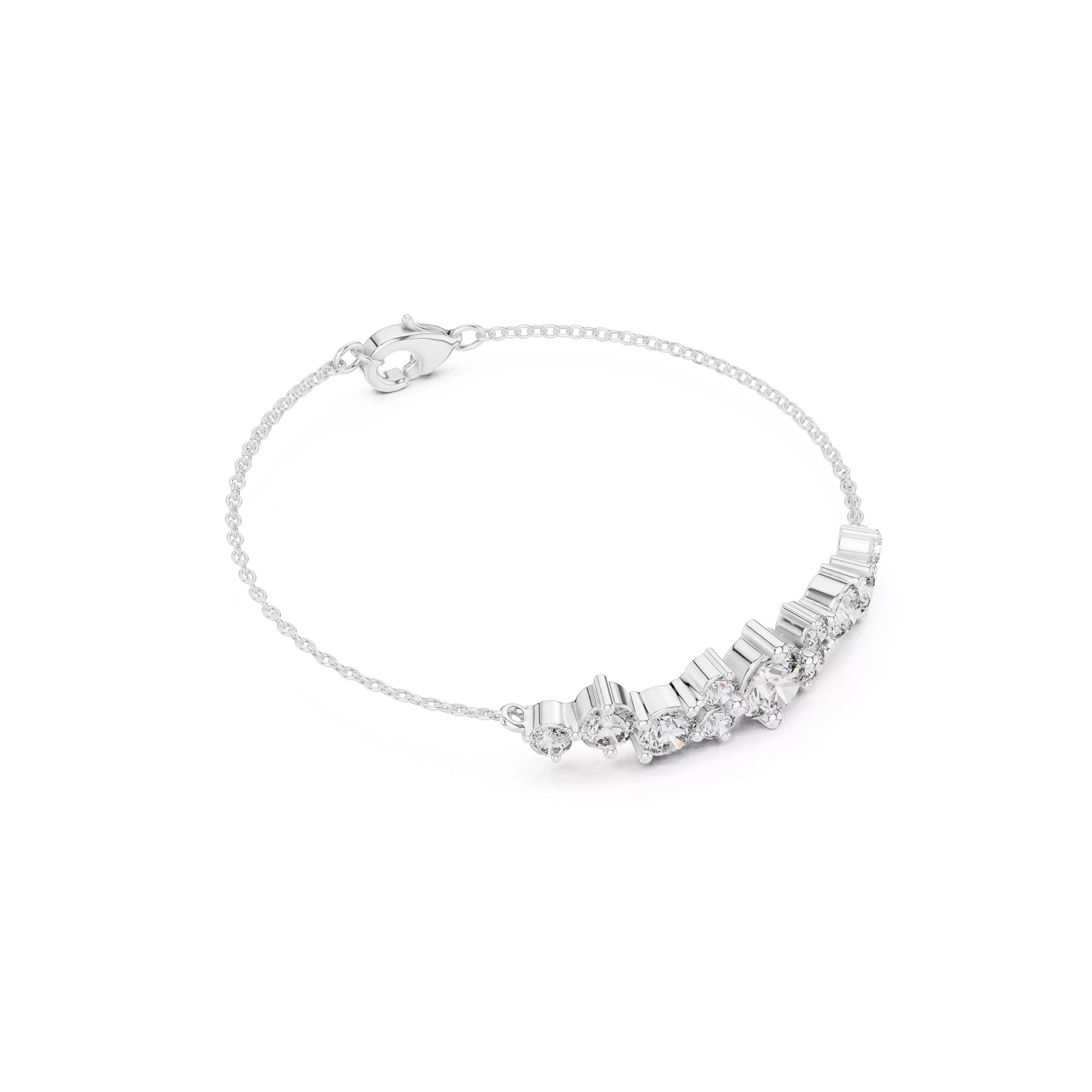 Round Diamond Cluster Chain Bracelet