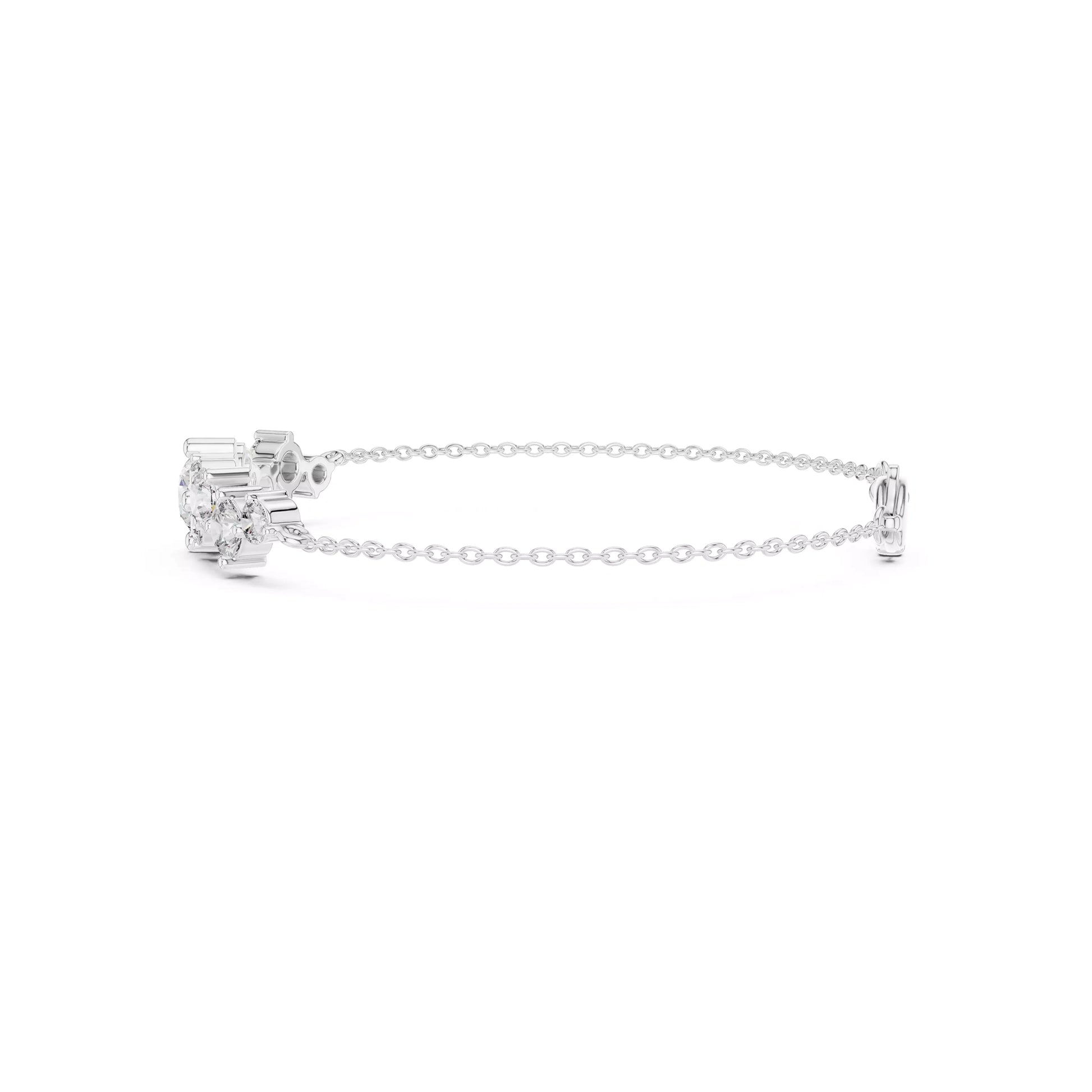 Round Diamond Cluster Chain Bracelet