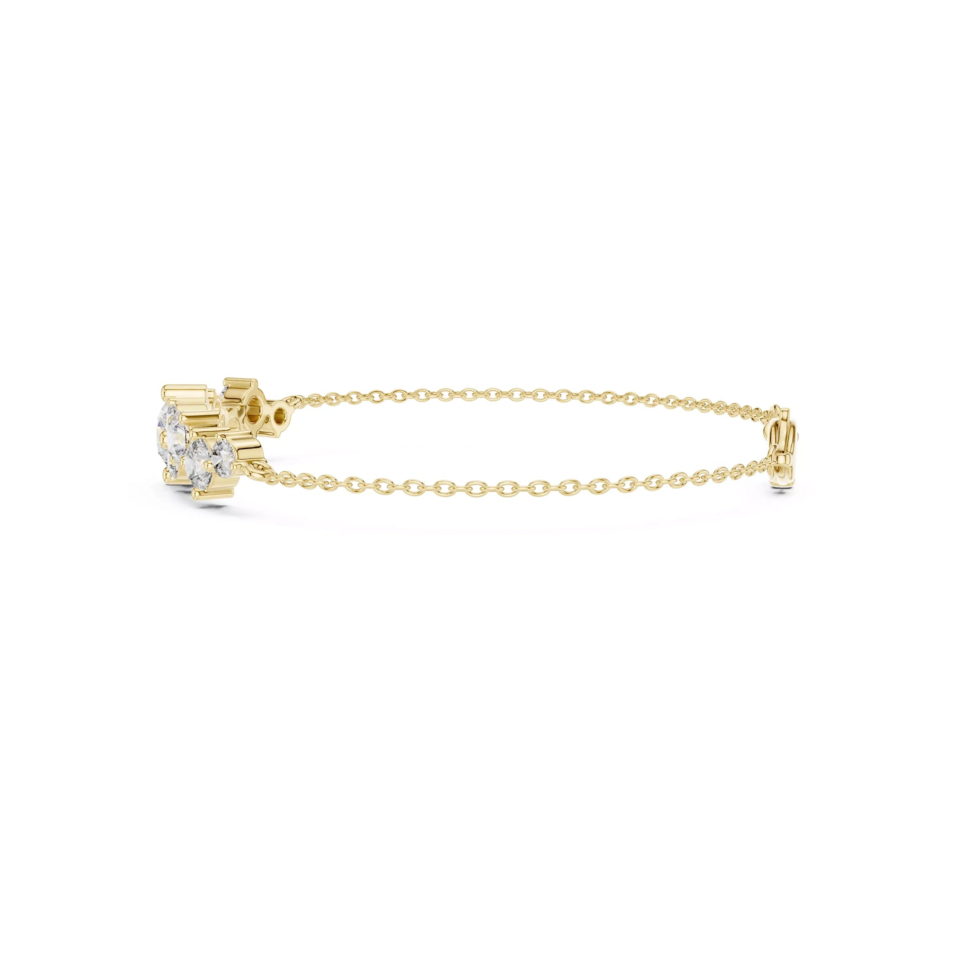 Round Diamond Cluster Chain Bracelet
